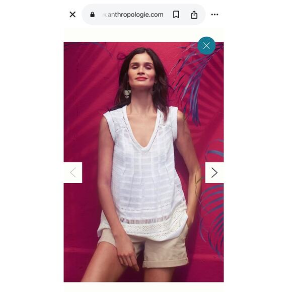 Maeve Ladder Lace Blouse Size 8 White Bohemian Lace Sleeveless - Picture 2 of 5